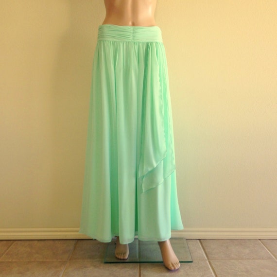 Mint Green Maxi Skirt. Long Evening Skirt. Mint Green