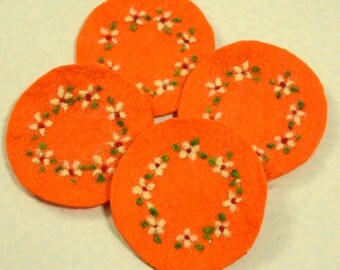 Gift Idea: A set of 4 Needle Felted Coasters (Floral)