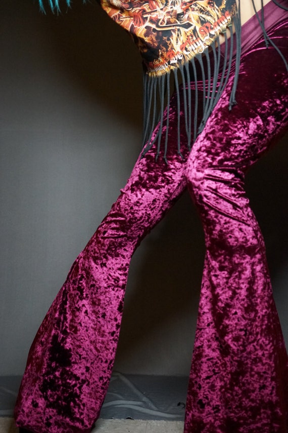 crushed velvet bell bottoms