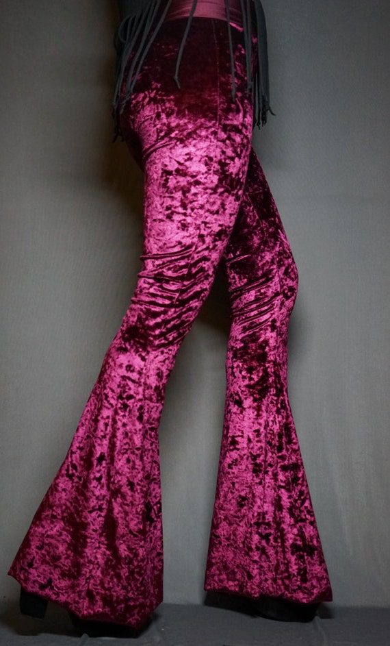 crushed velvet bell bottoms