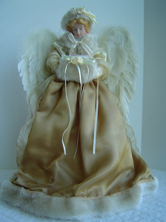 Vintage Christmas Tree Porcelain Angel Doll Topper