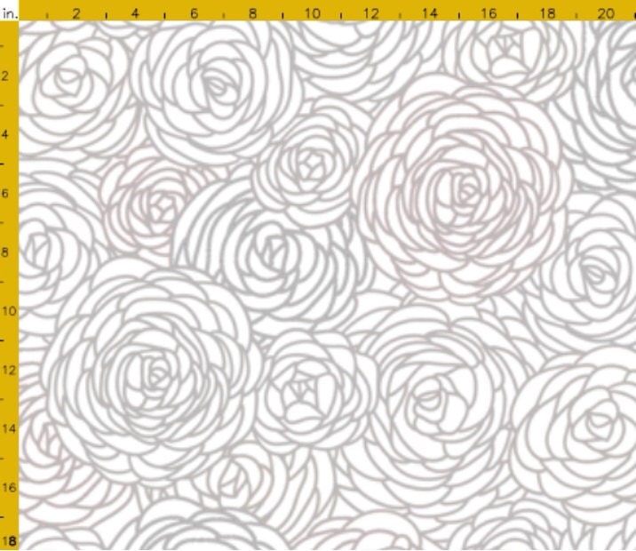 Blossom Fabric by the Yard Gray and White by GailWrightatHome