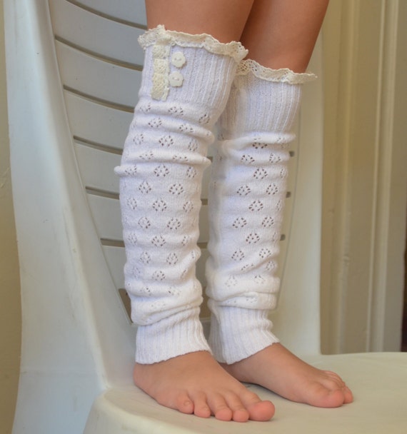 BS5434 baby girl leg warmersWhite knit lace kids leg