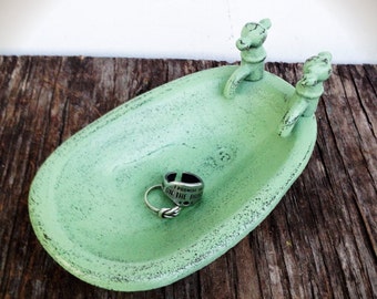 BOLD bathtub soap dish business card holder // mint green // bathroom kitchen // trinket holder