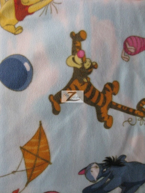 Winnie The Pooh Fleece Fabric Happy Characters by BigZFabric