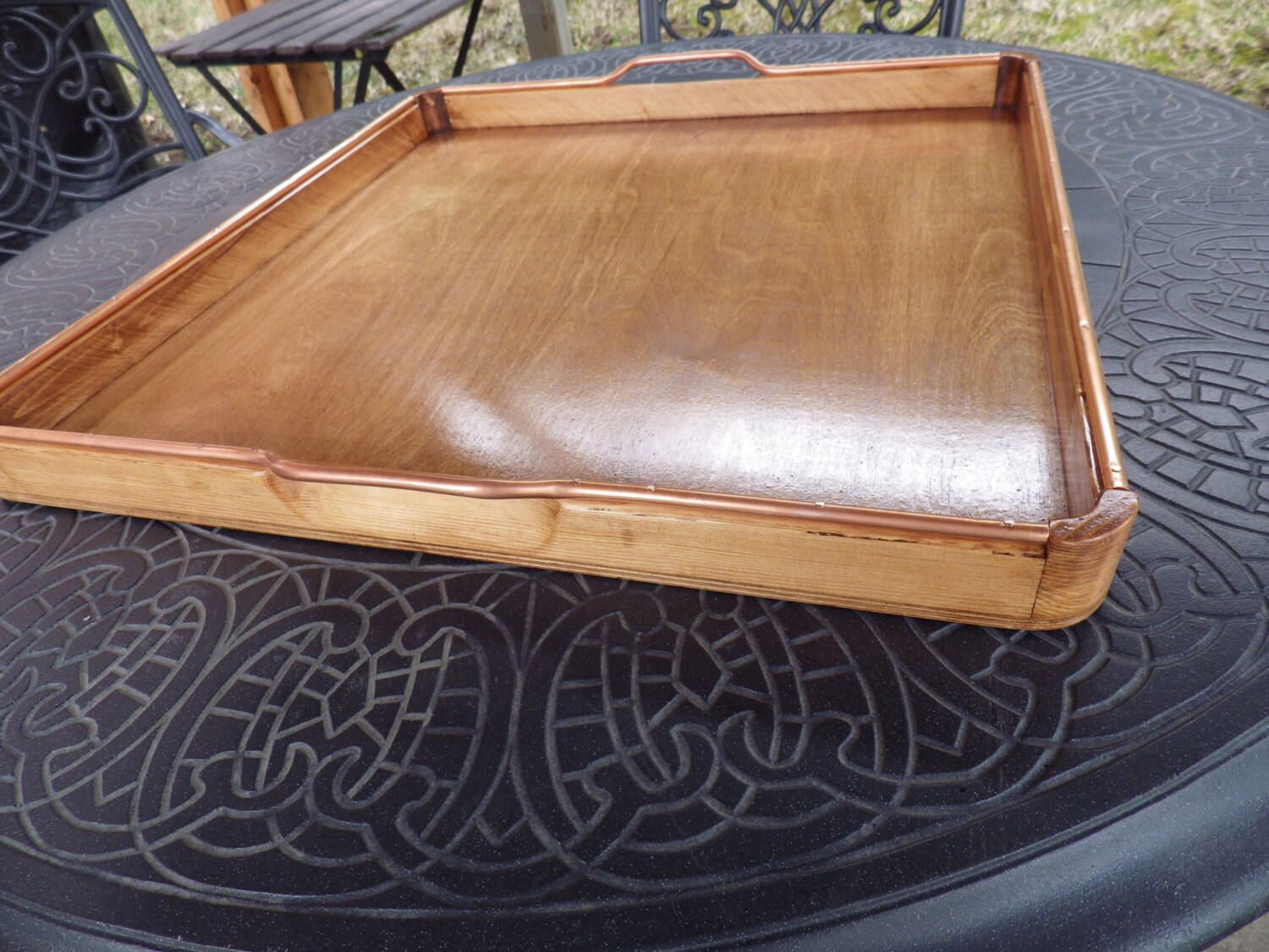 Large ottoman serving tray made of pine wood and by SageBarnWoods