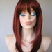 Valentines Special // Auburn color wig. Long straight hair with bangs wig. Natural hairstyle high quality synthetic woman wig.
