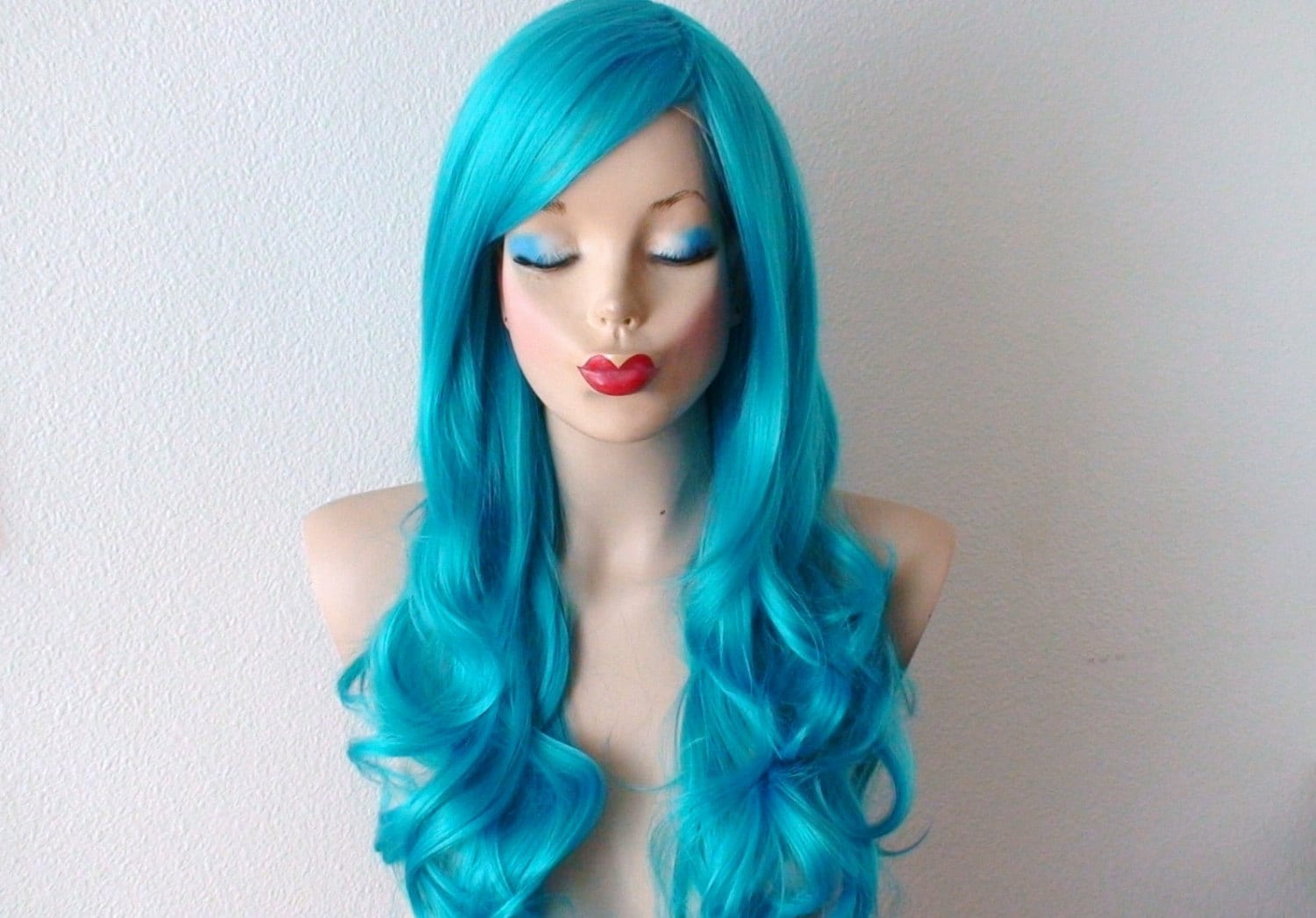 Long Straight Blue Wig - wide 8