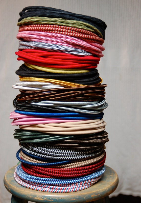 20 Feet Cloth Covered Cord Choose Any Color 3Wire Fabric