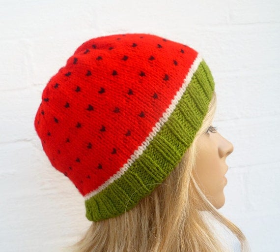 Watermelon Beanie Hat Hand Knitted Hat Women Men Water
