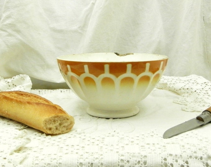 Very Big French Antique Chippy Café au Lait Bowl / Coffe Bowl / Cottage Kitchenware / French Country Decor / Retro Vintage Home Interior