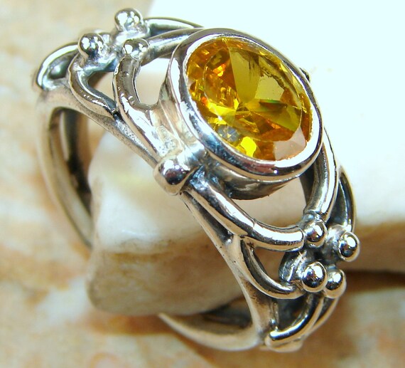 Citrine, Citrine Sterling Silver Ring - weight 8.30g - Size 9 1 2 ...