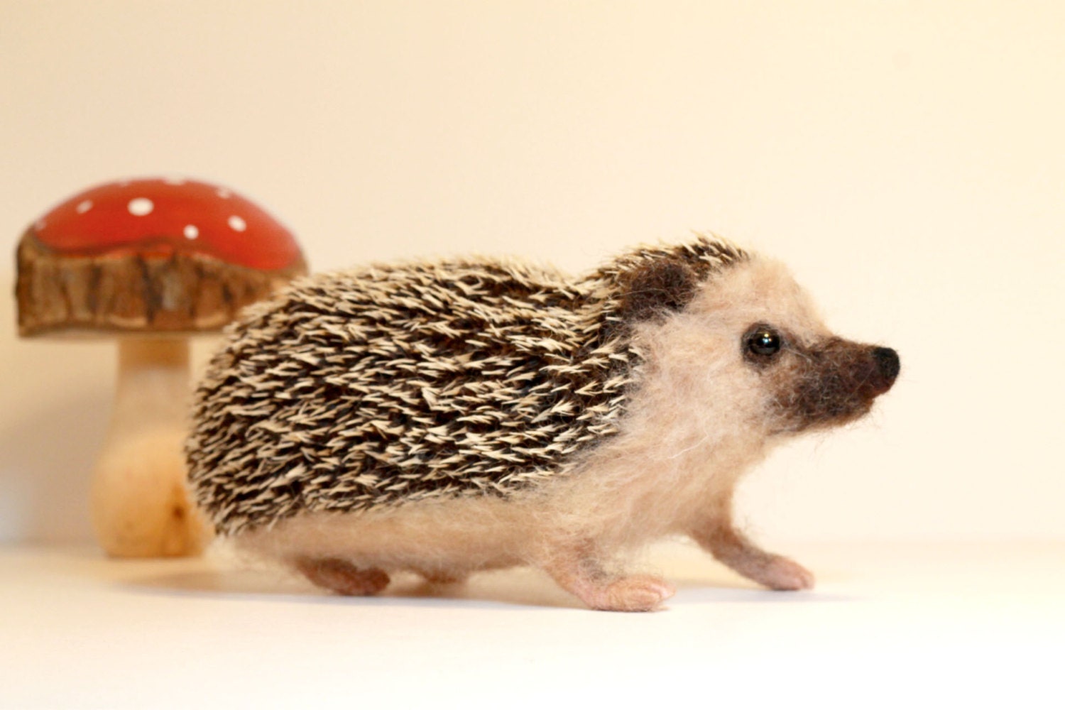 Needle felted Hedgehog life size wool sculpture