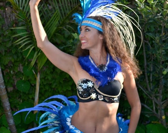 Costume complet ori Tahiti avec bandeau et ceinture