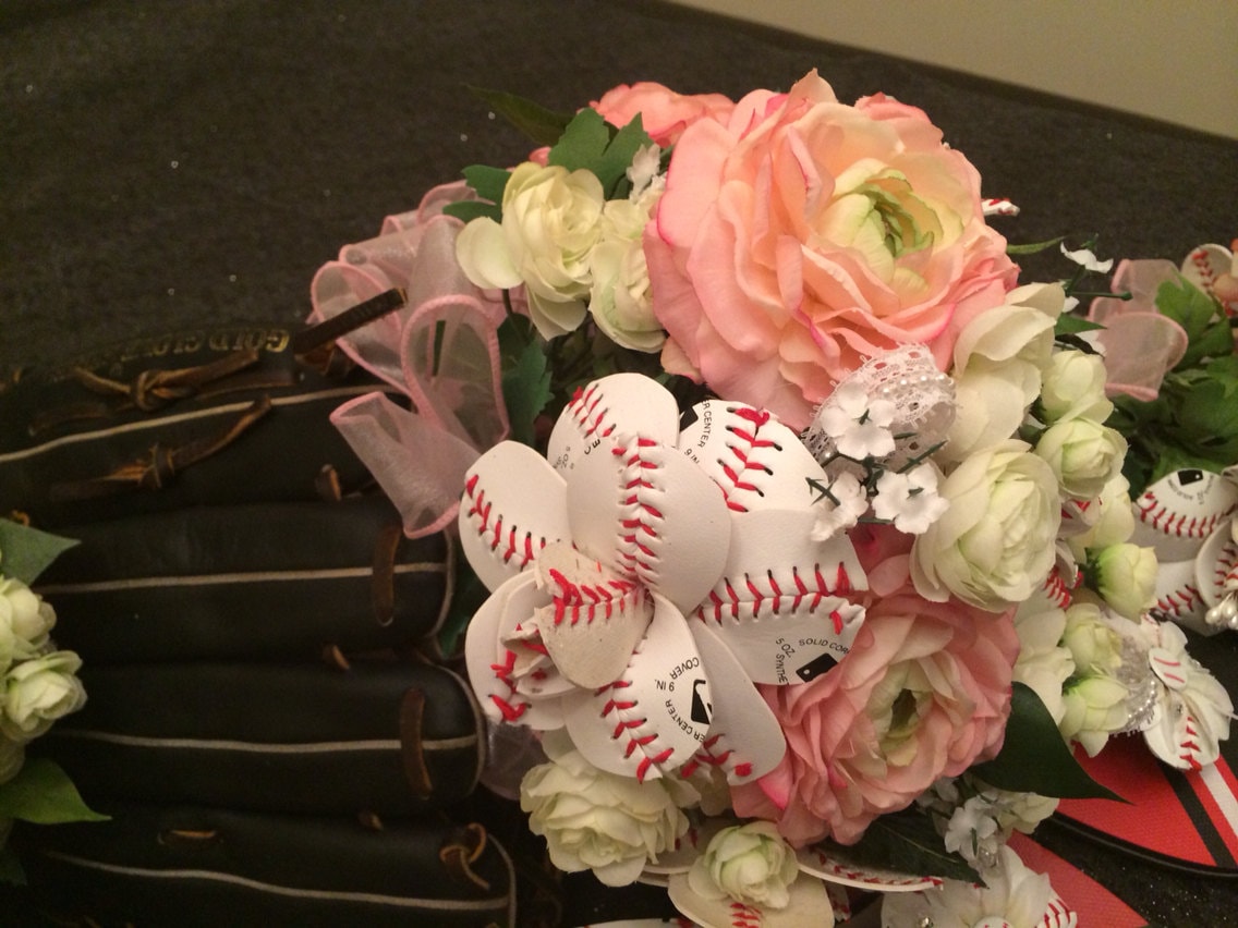 Baseball rose bouquet medium Baseball Wedding Theme