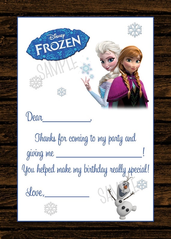 Custom Frozen Inspired Birthday Thank You Notes Diy