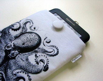 Octopus tablet case, Kindle cover, Paperwhite sleeve, custom travel case, padded gadget sleeve, Nexus 7 sleeve, 7 in tablet case, Nook cover