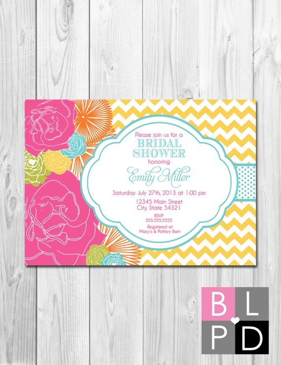 Bridal Shower, Birthday Party, Bachelorette Party, Engagement Party Invitation - Big Bright Multi Color Blooms - DIY - Printable Il_570xn