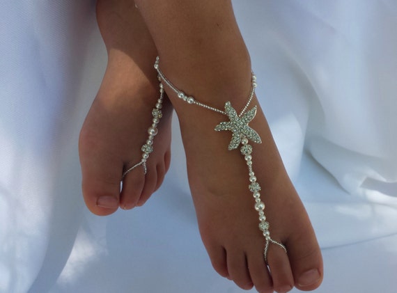Baby Toddler Kids Bridal Starfish Foot Jewelry Flower Girl Wedding ...