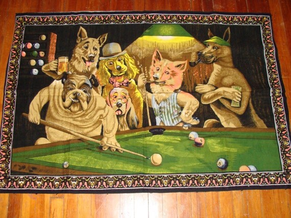 Dogs playing poker tapestry sale