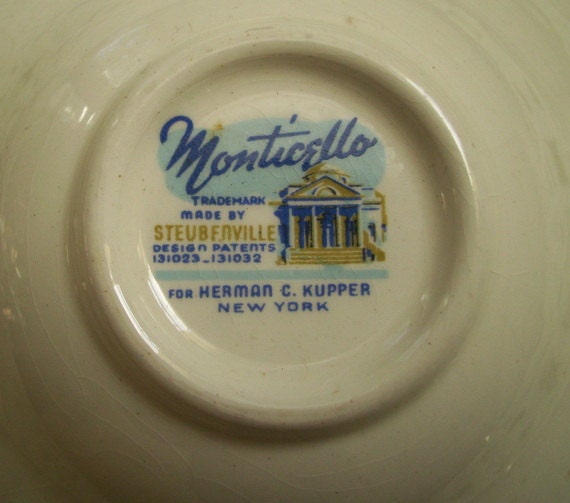 Vintage Steubenville China Plates Monticello for Herman C.