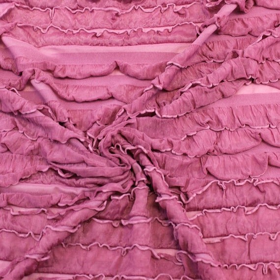 Fuchsia Ruffle Knit Stretch Fabric by the yard 1 by StylishFabric