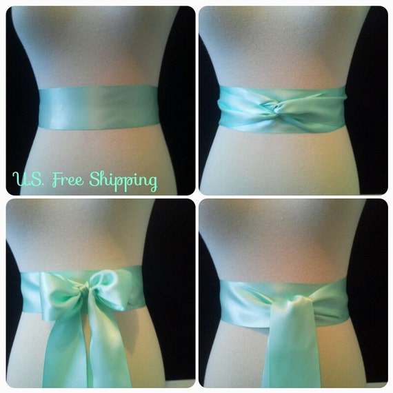 mint ribbon sash. 1.5 or 2.5 wide Ribbon sash. by Bridalmefancy