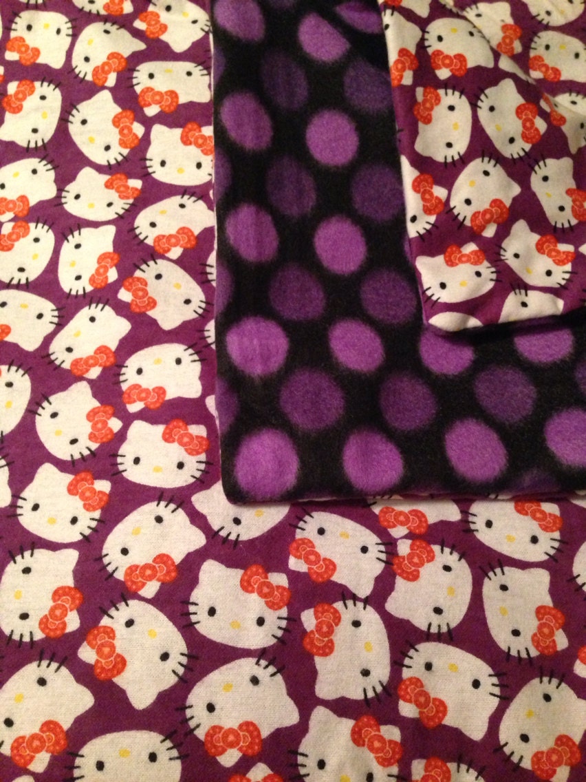 Hello Kitty Baby Blanket Purple Polka Dots Receiving