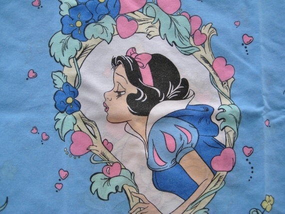 Vintage Disney Snow White Pillow Case Bedding Dopey Bluebirds 