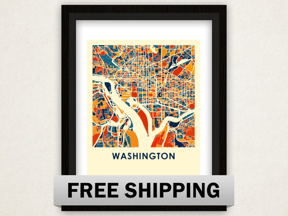 Washington Map Print Full Color Map Poster by iLikeMaps on Etsy