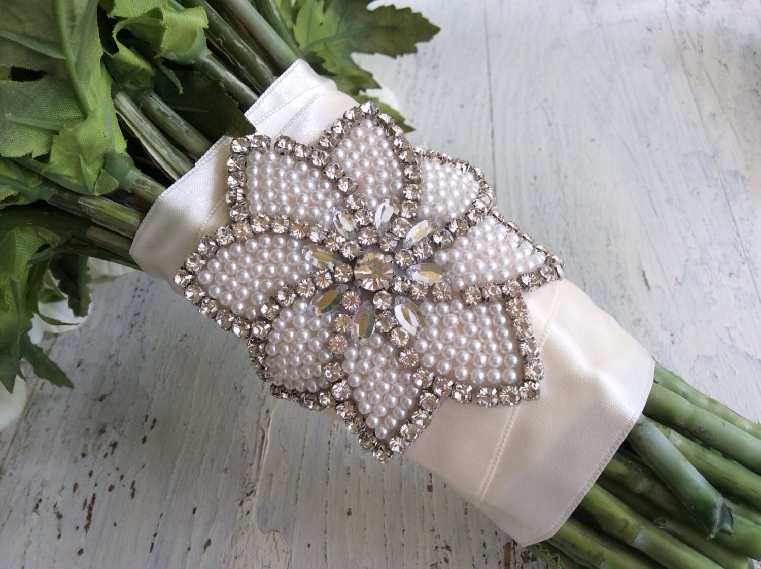Crystal Bouquet Wrap Wedding Bouquet Bridal by AshleighMalangoneNY