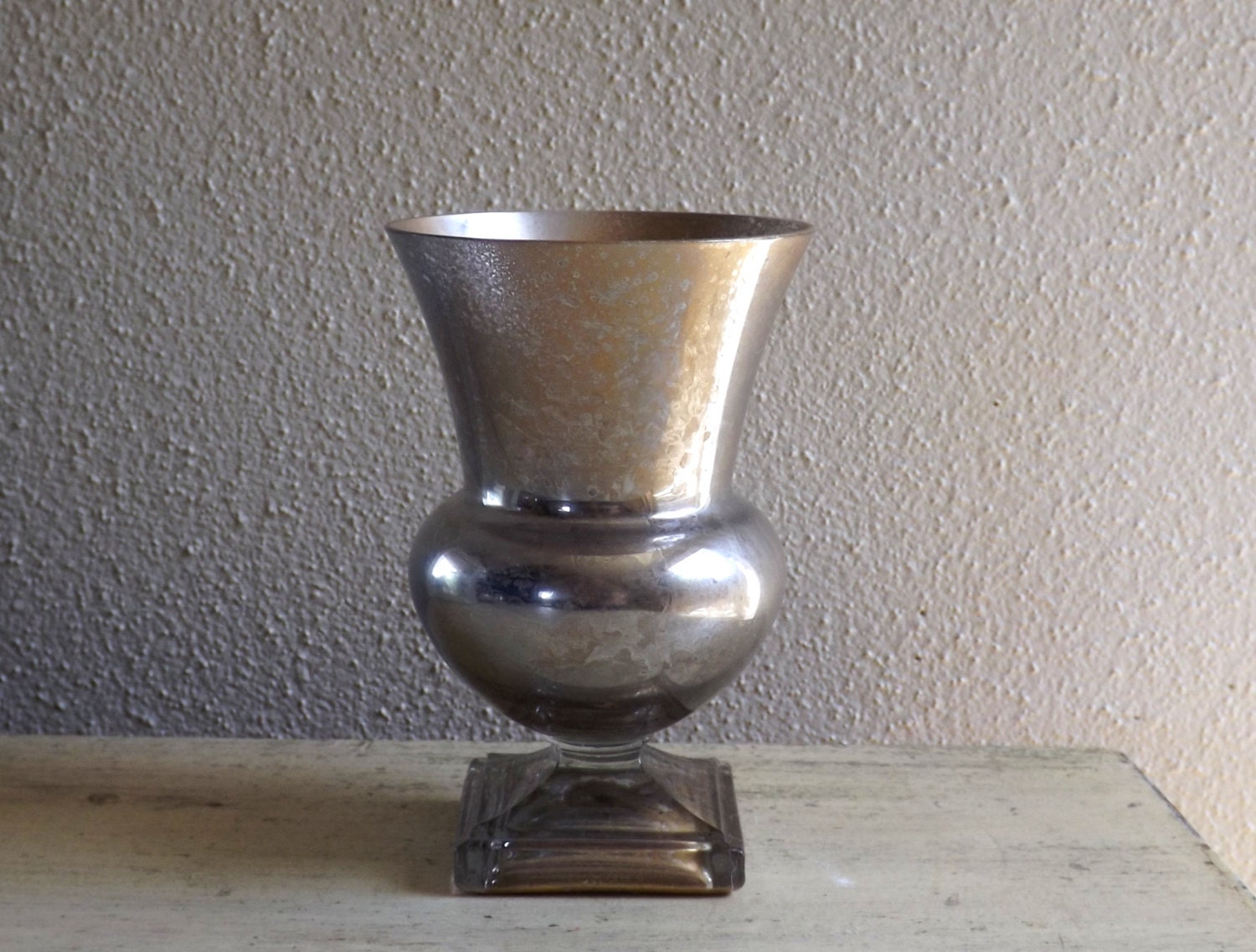 Small Silvery Gold Mercury Glass Urn Vase Small Gold Mercury