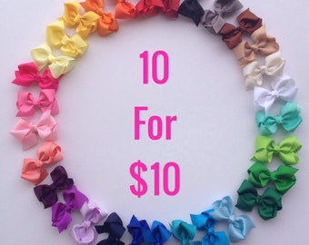 Ready To Ship Set of TEN 3 inch hair bow alligator clips