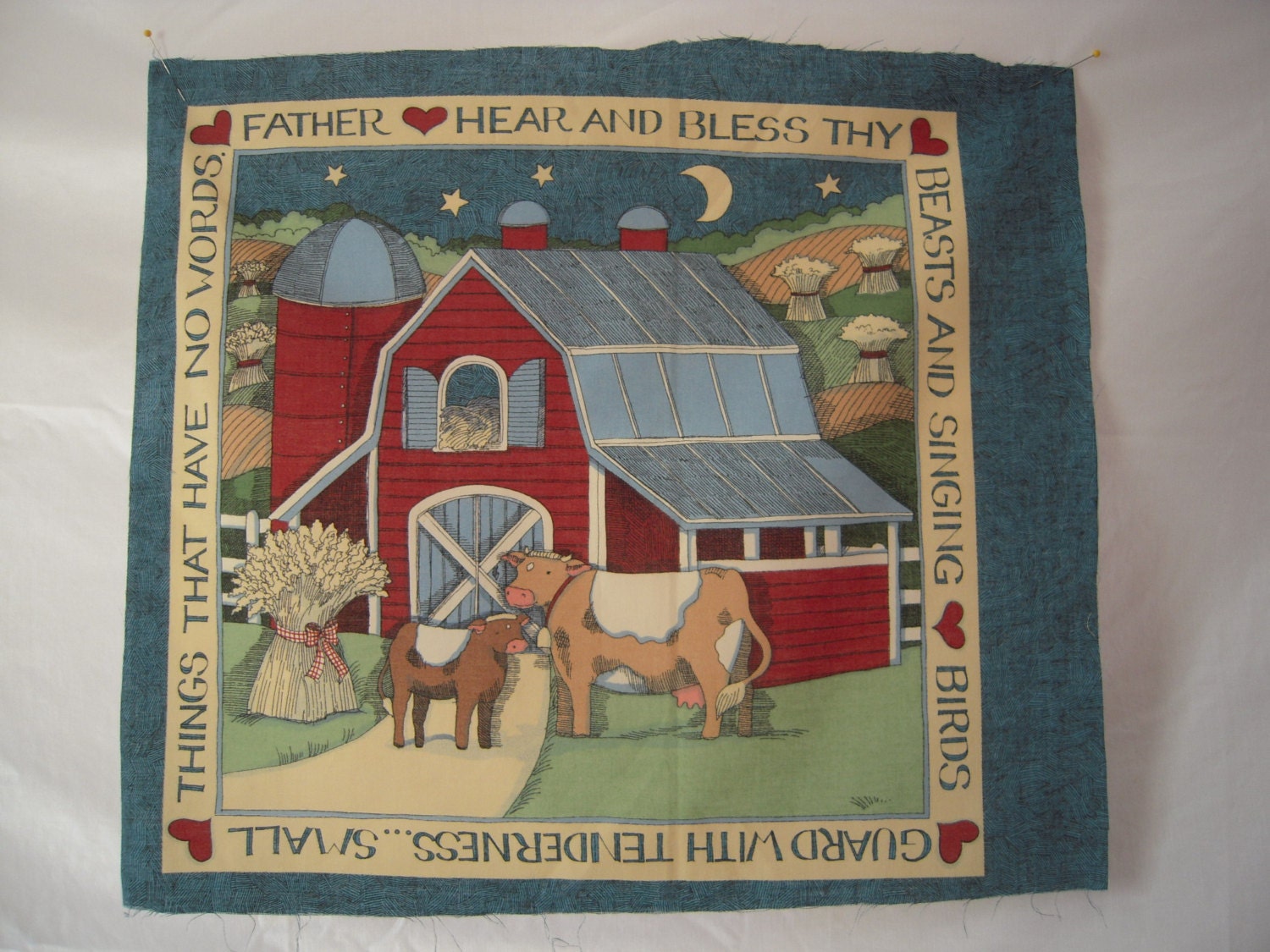 Fabric Panel Farm Barn Scene 20 inches wide by by NellysQuiltRoom