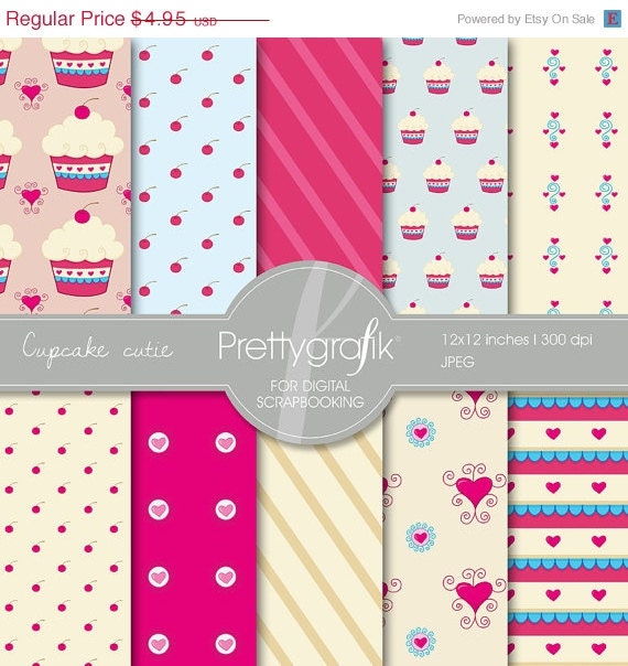 40% OFF SALE Cupcake digital paper, commercial use, scrapbook papers, background - PS502 Il_570xn