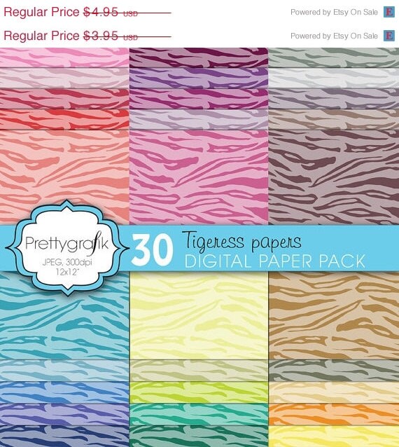 60% OFF SALE tiger animal print digital paper, commercial use, scrapbook papers, background - PS598 Il_570xn