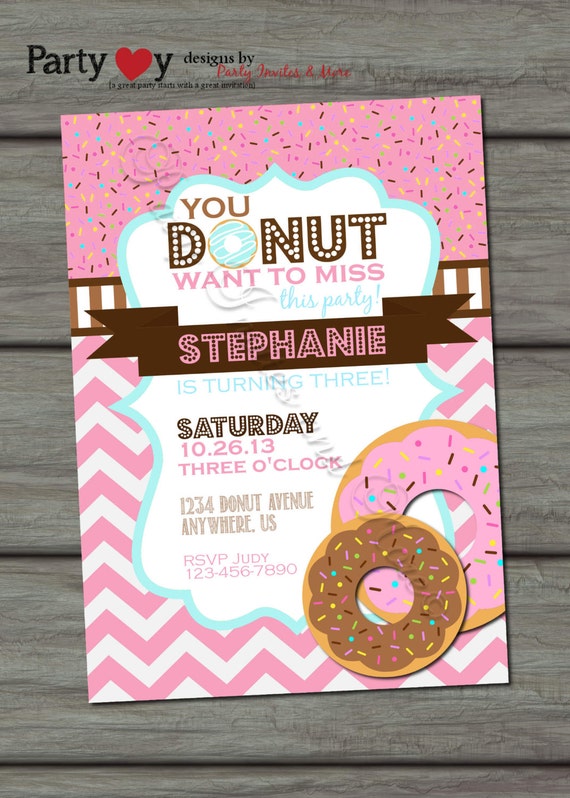 Donut Party Invitations 1