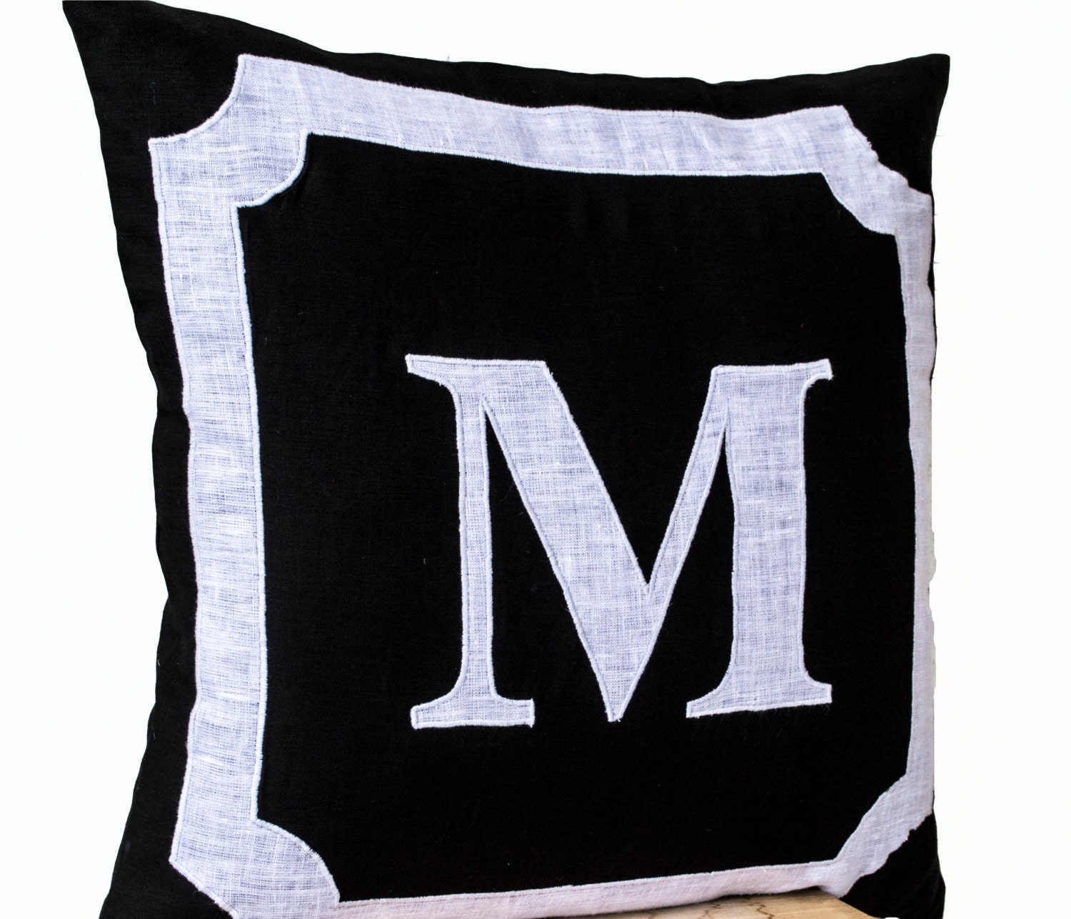 Personalized Monogram throw pillow Cotton pillows Black