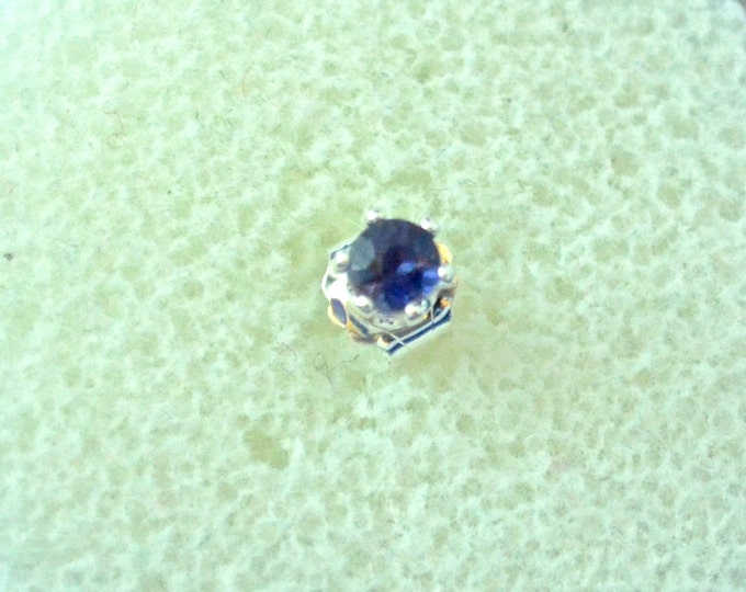 Iolite Stud Earrings, Petite 3mm Round, Natural, Set in Sterling Silver E468