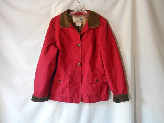 Vintage L L Bean Women's Red Barn Coat Jacket 12 / 14 L