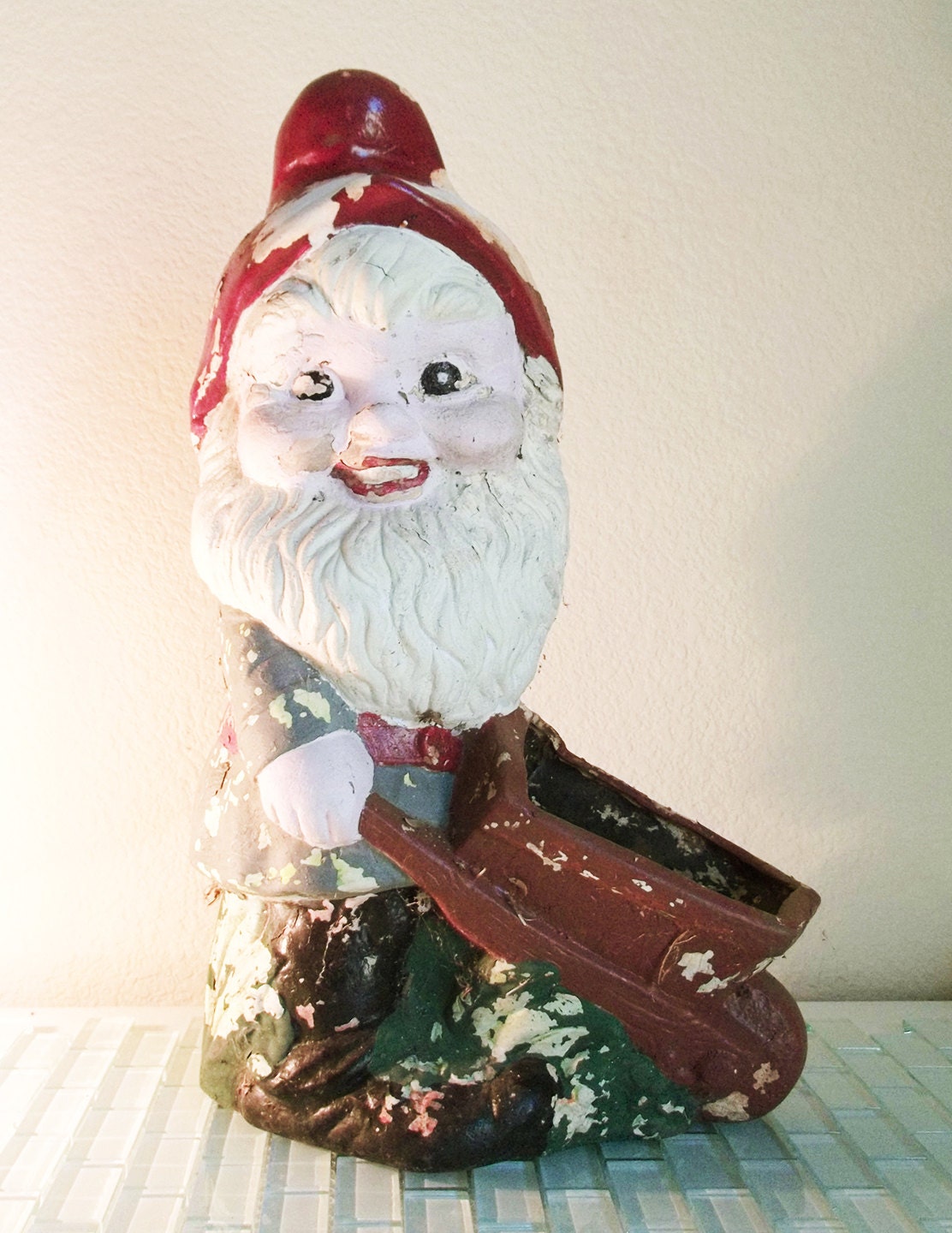 Vintage Garden Gnome BIG Sculpture Fantasy by VintageAndOddities