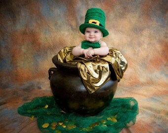 Leprechaun Baby Hat, Irish Hat, St. Patricks Day, Baby, St Patty's Day, Beanie, Crochet, Kids, Tophat, Irish, Child, Costume, Boy, Girl