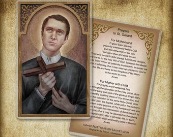 St. Gerard Majella Holy Card or Wood Magnet #0091