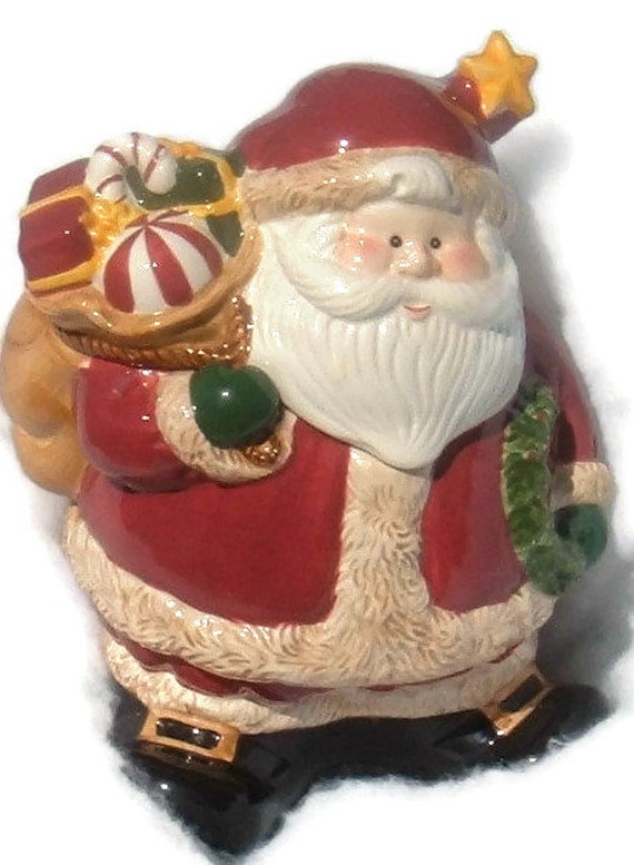 Retro Christmas Ceramic Santa Cookie Jar Ceramics