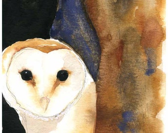 Barn Owl Watercolor - Bird Painting - Owl Art - Fine Art Print