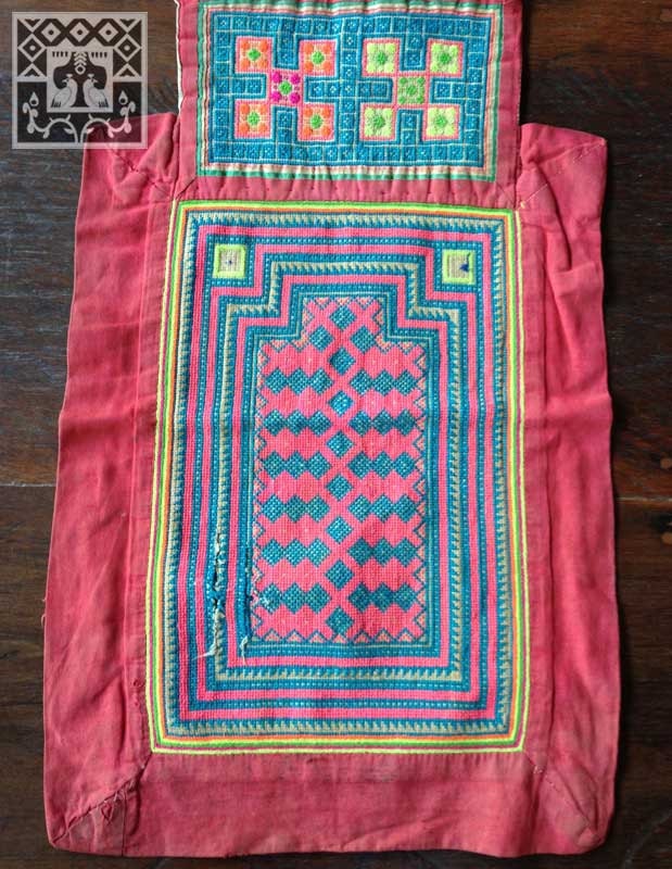 Vintage Hmong fabric Handmade embroidered Red by KutchiKooTribe