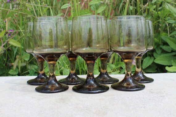 Libbey Tawny Accent Brown Wine Glasses, Set of 4 - Ruby Lane