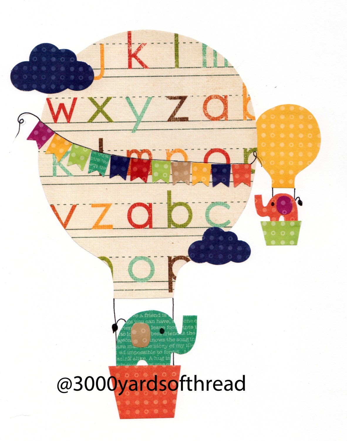 ABC's Hot air balloon Nursery Artwork Print // Baby Room