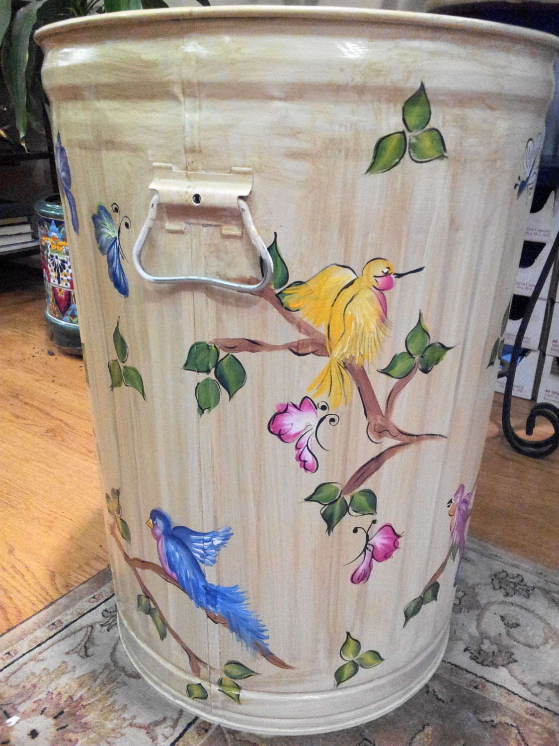 Decorative Hand Painted 20 Gallon Galvanized Metal