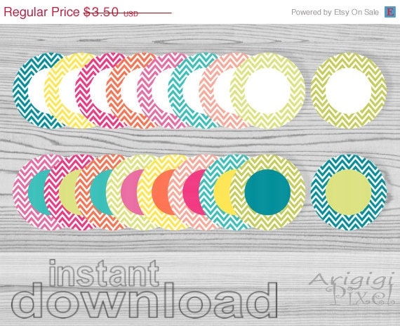 WEEKEND SALE 50 % OFF instant download, clip art set, chevron circles, round frames, summer colors, stickers, labels, smal bussines use Il_570xn